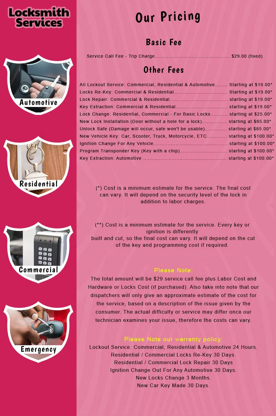 Paterson NJ Locksmith Store Paterson, NJ 973-500-4005 - price-list-c-18